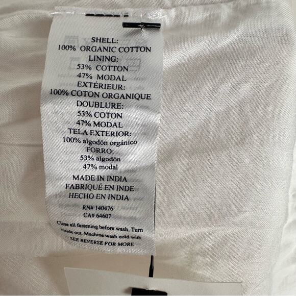 Faherty Isha Pintuck Organic Cotton Pleated Sleeveless Shift Dress Large White - Picture 13 of 15